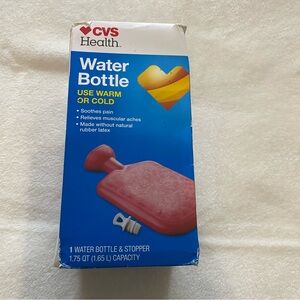 NWT CVS Health Red Water Bottle with stopper made without natural rubber latex